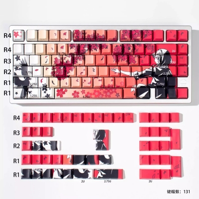 Sakura Raven Makima 104+27 / 26 PBT Dye-subbed Doubleshot Backlit Keycaps Set for Mechanical Keyboard